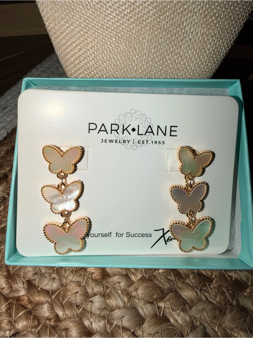 Park Lane Pinklily  Pearl Gold-Tone Triple Butterfly Drop Earrings